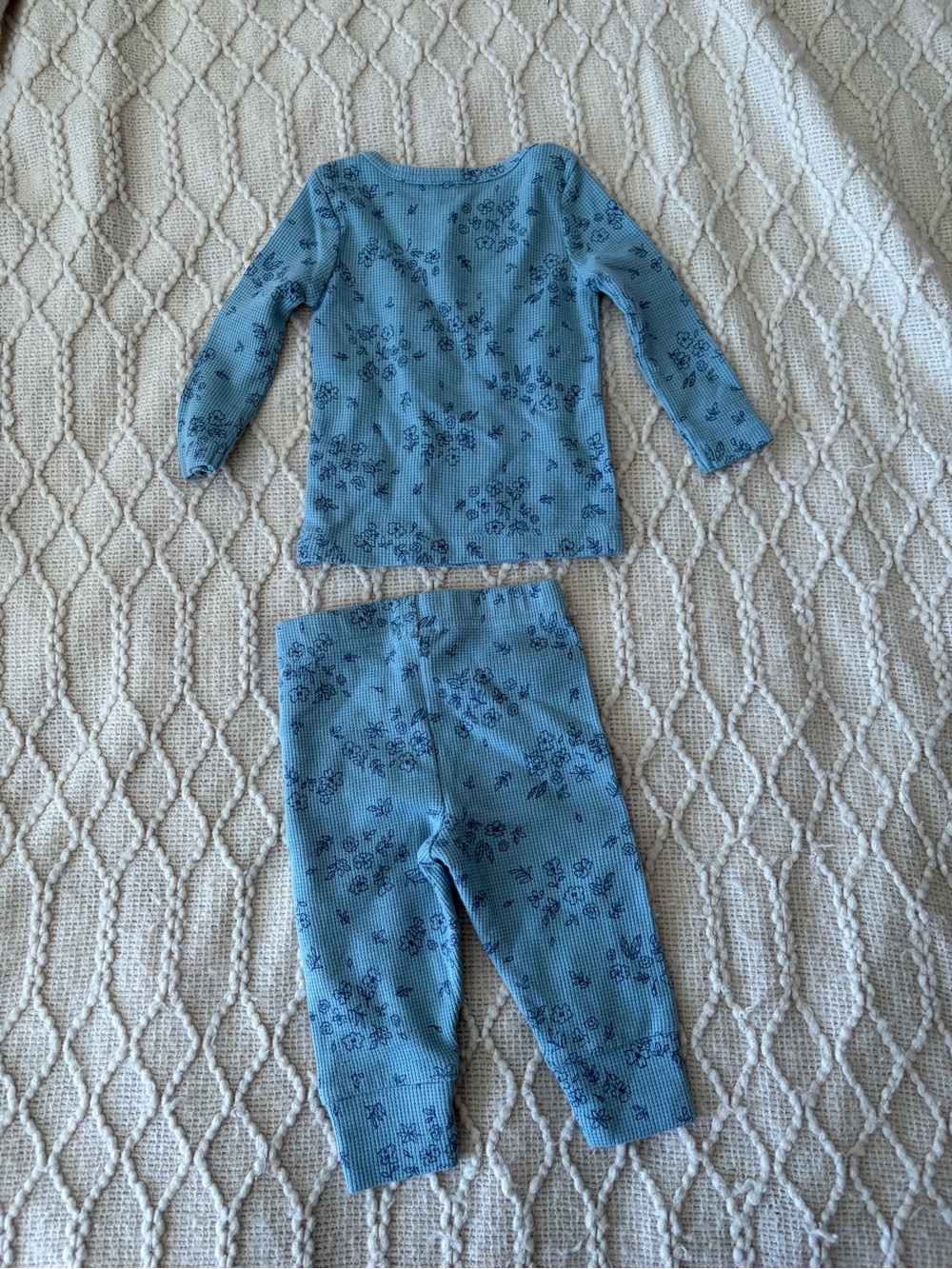 Blue Floral Ribbed Kids Matching Set - Picture 4 of 4